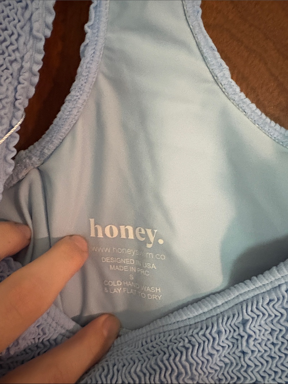 Honey. Light Blue Terry Bikini Top - Scoop Bralette - Picture 3 of 4